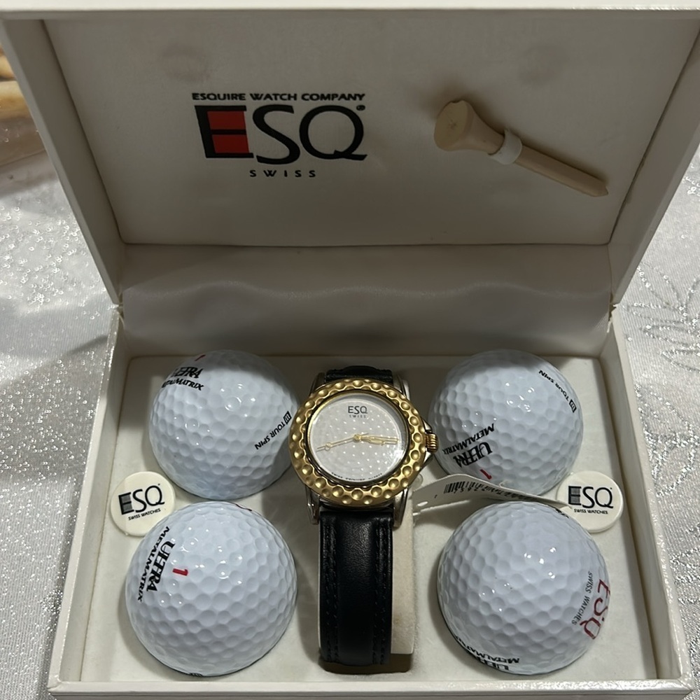 Movado ESQ Golf Watch Swiss Made Limited Collectors Edition With Balls And Box